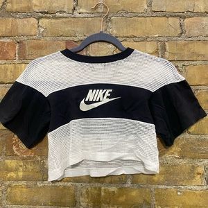 Vintage Nike White Mesh with Black Band Crop Top